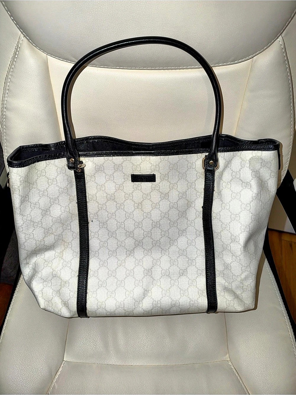 Gucci GG Crystal Joy Tote Bag White & Black